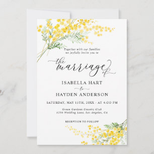 Yellow Mimosa Silver Wattle Floral Moderne Hochzei Einladung
