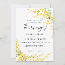 Yellow Mimosa Silver Wattle Floral Spring Wedding Einladung