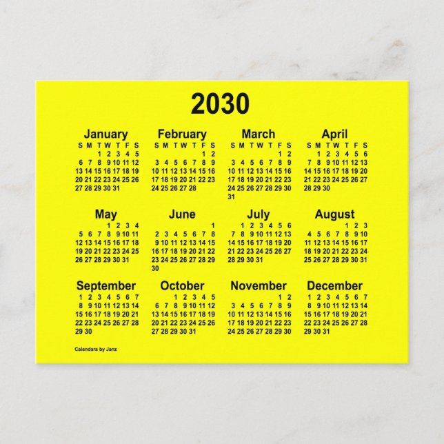 Yellow Mini Calendar von Janz Postkarte (Vorderseite)