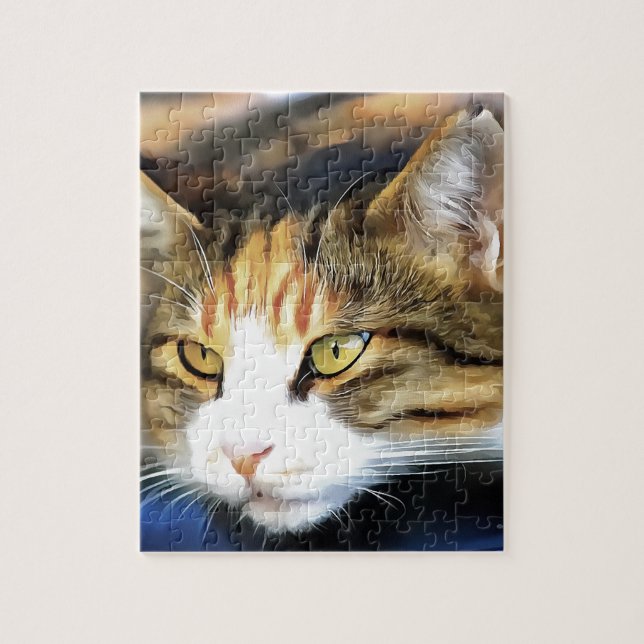 Yellow Mit Augen Calico Katze Realistisches Pet Po (Vertikal)