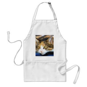 Yellow Mit Augen Calico Katze Realistisches Pet Po Schürze
