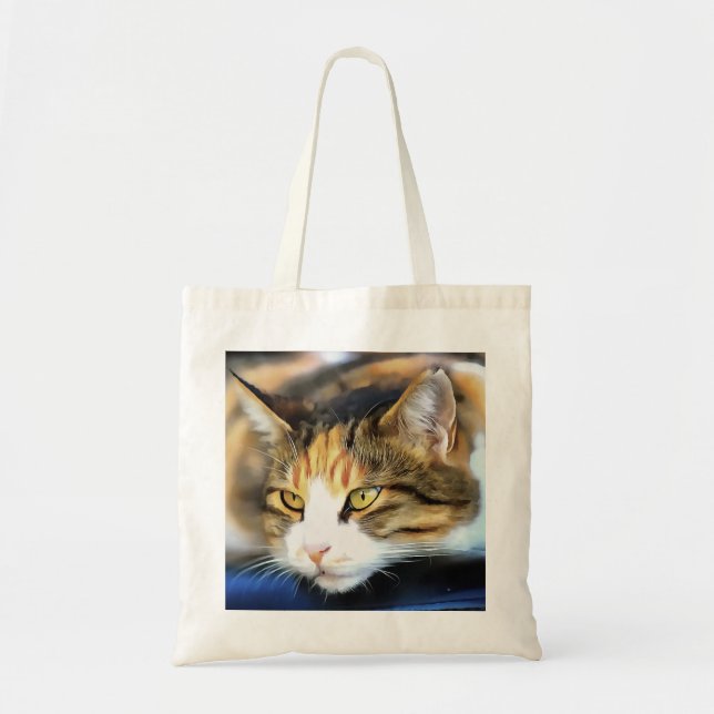 Yellow Mit Augen Calico Katze Realistisches Pet Po Tragetasche (Vorne)