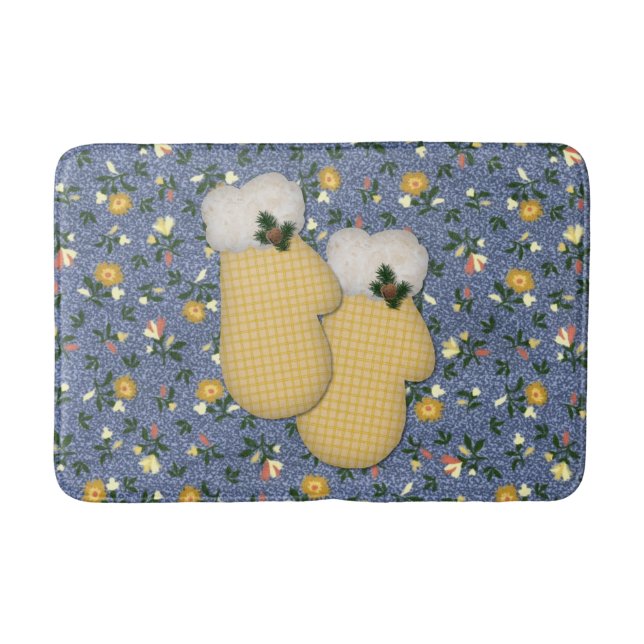Yellow Mittens Christmas Bath Mat Badematte (Vorderseite)