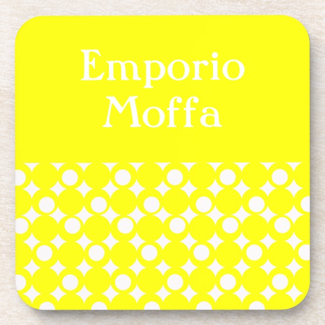Yellow Mod Ball Design @ Emporio Moffa with text Getränkeuntersetzer (Vorderseite)