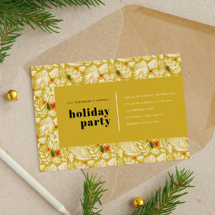 Yellow Modern Festival Botanic Holiday Party Feiertagskarte