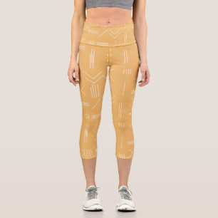 Yellow Modern Gorgeous Geometric Pattern Capri Leggings