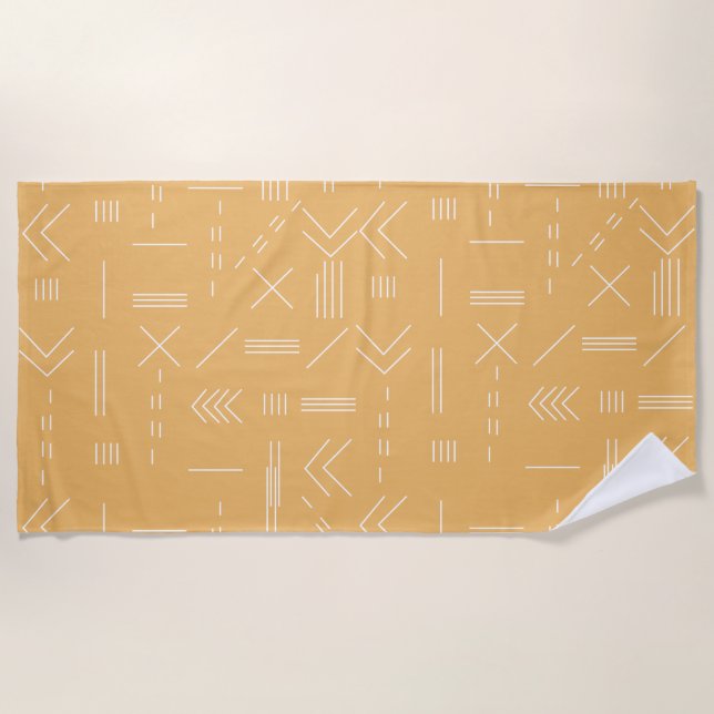 Yellow Modern Gorgeous Geometric Pattern Strandtuch (Vorderseite)