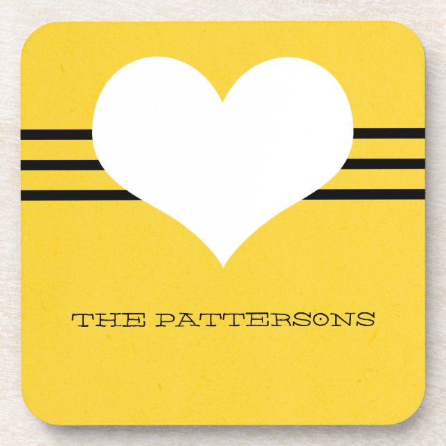 Yellow Modern Heart Untersetzer Set (Vorderseite)