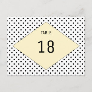 Yellow Modern Polka Dots Tischnummer Postkarte
