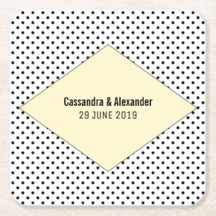 Yellow Modern Polka Dots Wedding Rechteckiger Pappuntersetzer