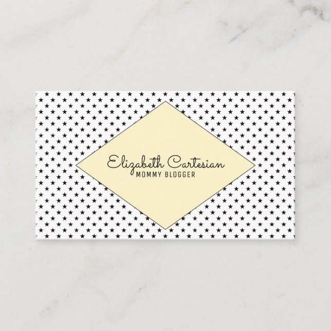 Yellow Modern Stars Business Card Telefonnummerkarte (Vorderseite)