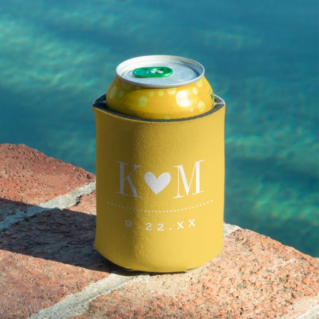 Yellow Modern Wedding Monogram Dosenkühler (In Situ Pool)