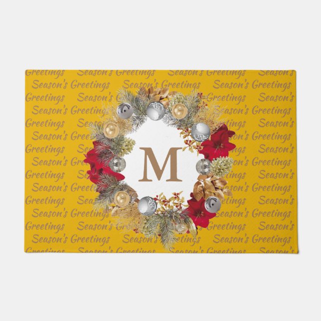 Yellow MONOGRAM Decorative Weihnachtsfeier Fußmatte (Vorderseite)