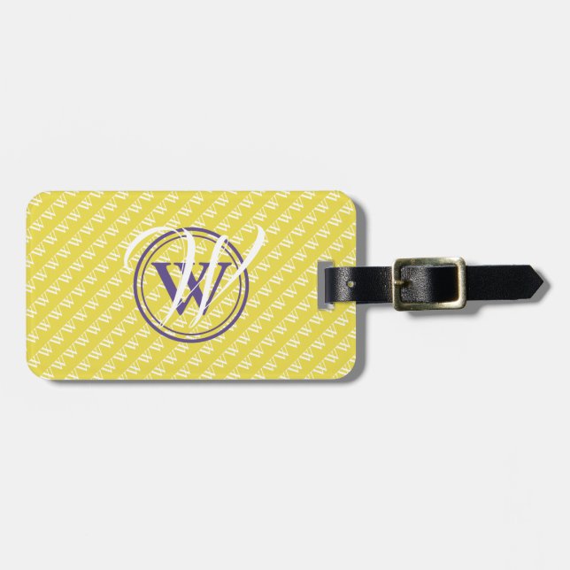 Yellow Monogram Proverbs Scripture Luggage Gepäckanhänger (Vorderseite horizontal)