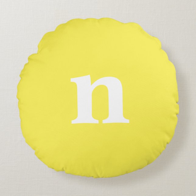 Yellow Monogram Rundes Kissen (Vorderseite)