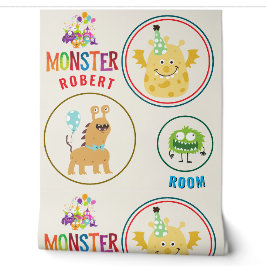 Yellow Monster Kids' Rooms Child Name Tapete