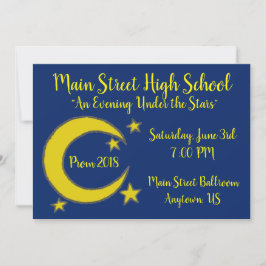 Yellow Moon Stars Night Sky Prom Gala Tanz Einladung