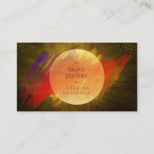 Yellow Moon Sunset Watercolor Spritzer Moderner Visitenkarte