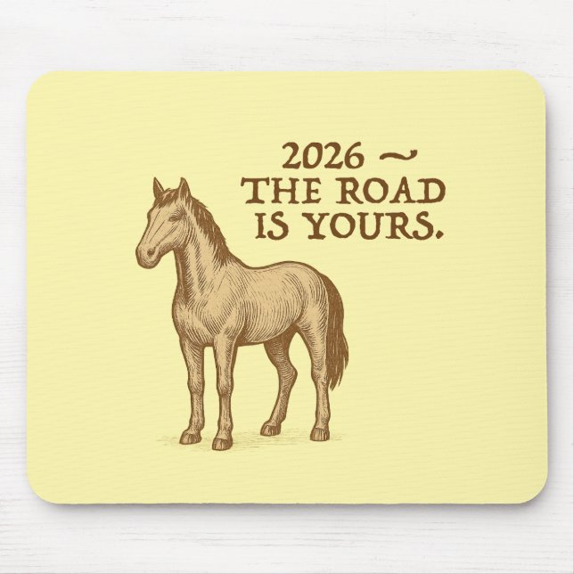 Yellow Mouse Pad with motivational text and horse Mousepad (Vorne)