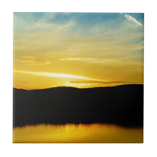 Yellow Mt Lake Sunset Fliese (Vorderseite)