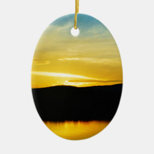 Yellow Mt Lake Sunset Keramikornament