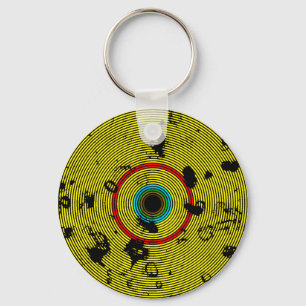 YELLOW Multicolor Vinyl Disk Textur Muster Schlüsselanhänger