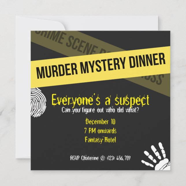 Yellow Murder Mystery Einladung (Vorderseite)