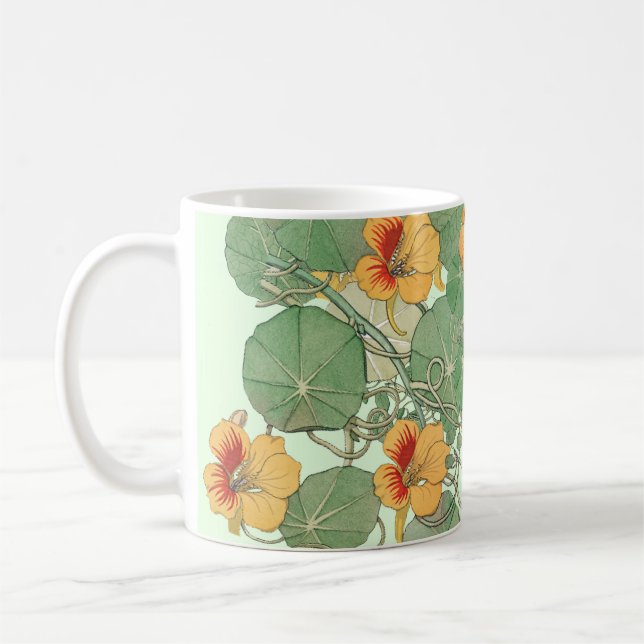 Yellow Nasturtiums | Antiker Lithograph 1896 Kaffeetasse (Links)