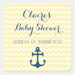 Yellow Nautical Baby Shooter - Pflegeaufkleber Quadratischer Aufkleber