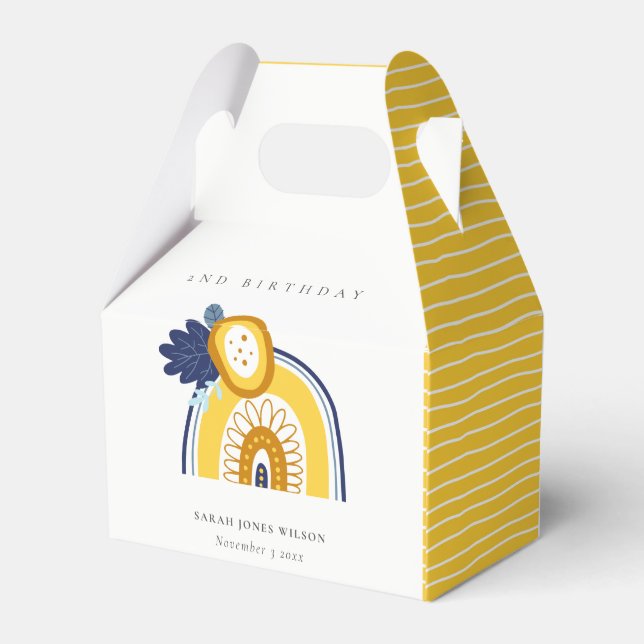 Yellow Navy Boho Floral Regenbogen jedes Alter Geb Geschenkschachtel (Rückseite)