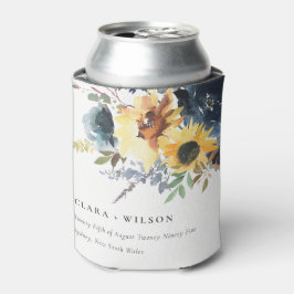 Yellow Navy Sonnenblumen Hochzeit von Aquarellblum Dosenkühler