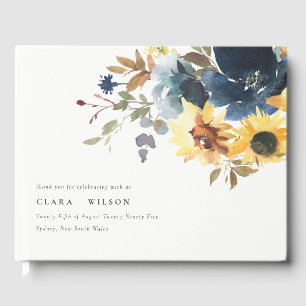 Yellow Navy Sonnenblumen Hochzeit von Aquarellblum Gästebuch