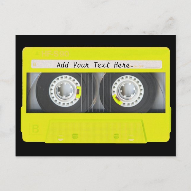 Yellow Neon Anpassbares Kassettenband Postkarte (Vorderseite)