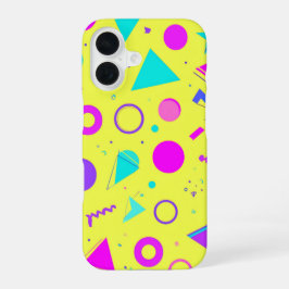 Yellow Neon Memphis Geometric 80s Design iPhone 16 Hülle
