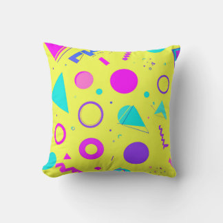 Yellow Neon Memphis Geometric 80s Design Kissen