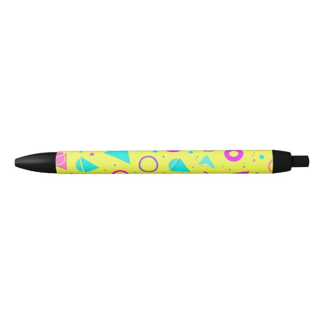 Yellow Neon Memphis Geometric 80s Design Kugelschreiber (Vorderseite)