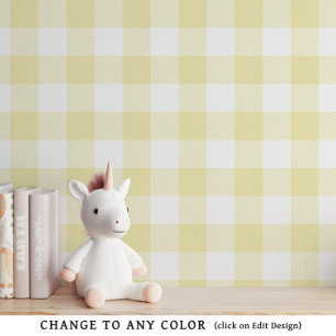 Yellow Neutral Baby Gingham Kinderzimmer Wallpaper Tapete