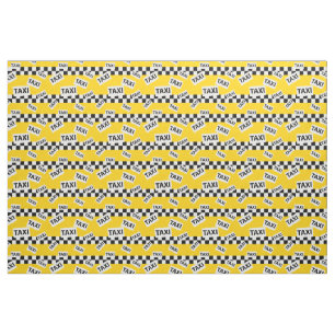 Yellow New York Taxi Cab Driver Checkerboard Stoff