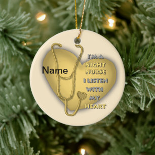 Yellow Night Nurse Heart Ornament