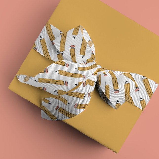 Yellow No. 2 Pencil Teacher Satinband (Yellow No. 2 pencil school teacher ribbon)