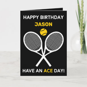 Yellow-noir, simple carte de tennis personnalisabl