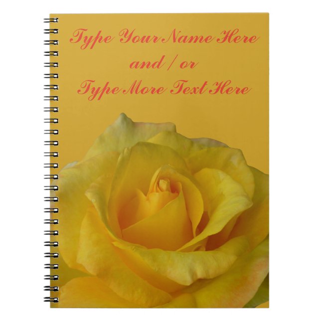 Yellow Notebook Personalisiert Romantic Rosen Book Notizblock (Vorderseite)