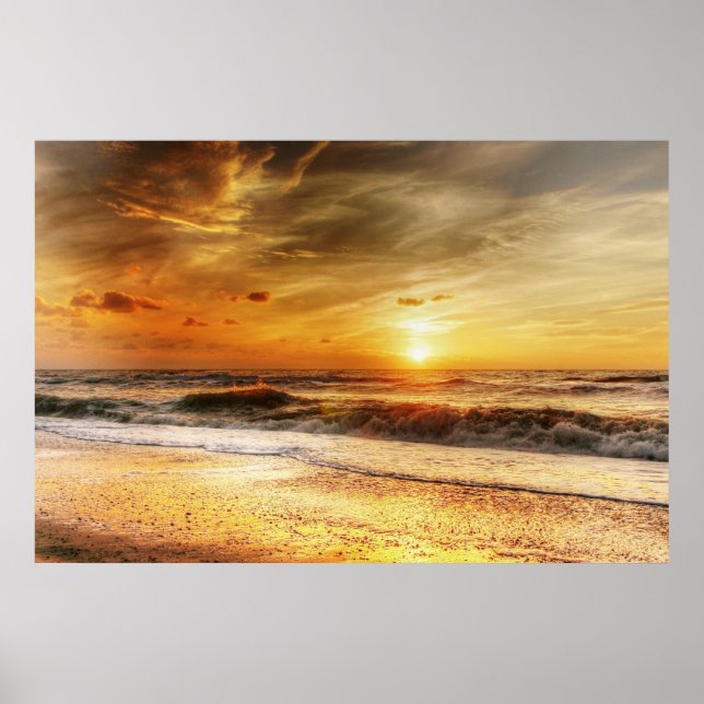 Yellow Ocean Beach Nature Wall Poster (Vorne)