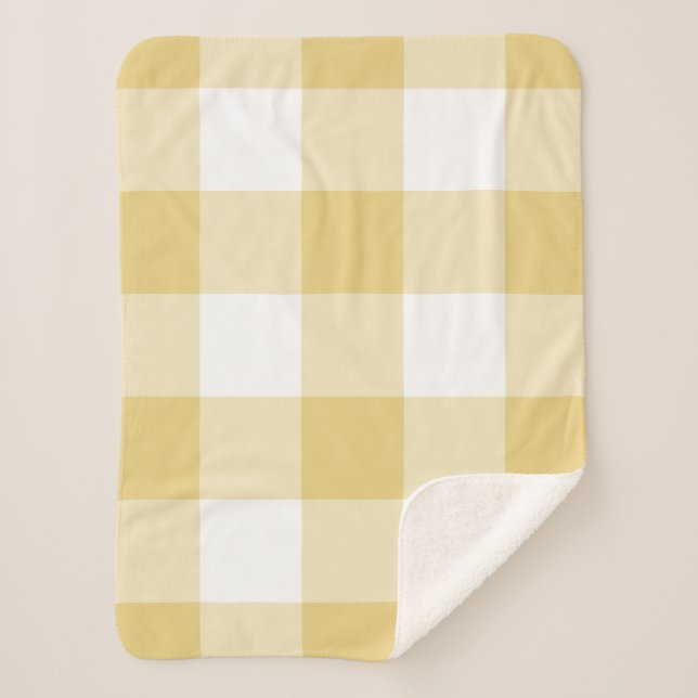 Yellow Ochre Gingham Pattern Sherpadecke (Vorderseite)