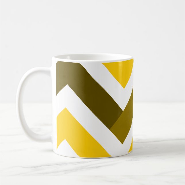 Yellow Olive Chevron Geometric Pattern Kaffeetasse (Links)
