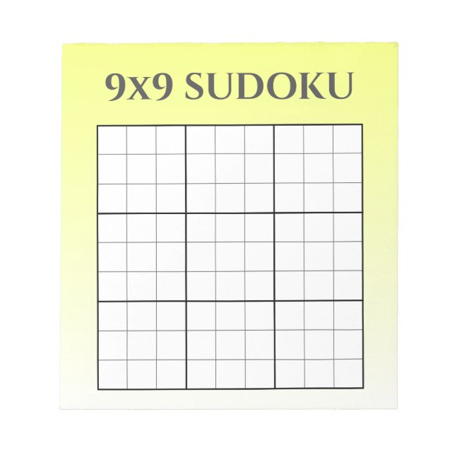 Yellow Ombre 9x9 Sudoku Grid Template Notizblock (Vorderseite)