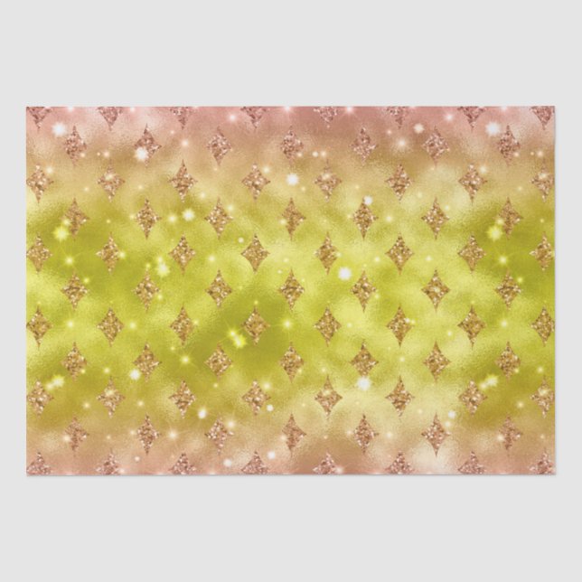 Yellow Ombre Glitzer Star Celestial Muster Seidenpapier (Vorderseite)