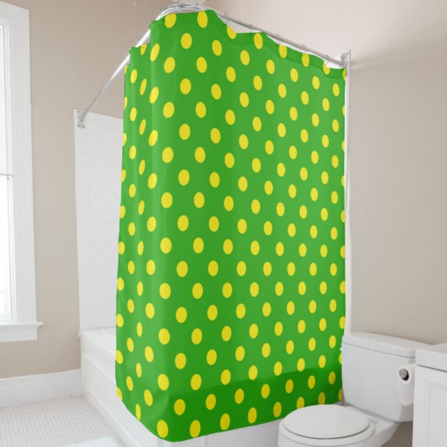 Yellow On Green Polka Dots Pattern Design  Duschvorhang (Von Creator hochgeladen)