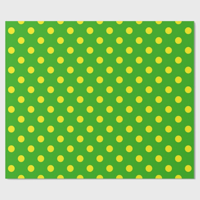 Yellow On Green Polka Dots Pattern Design  Geschenkpapier (Flach)