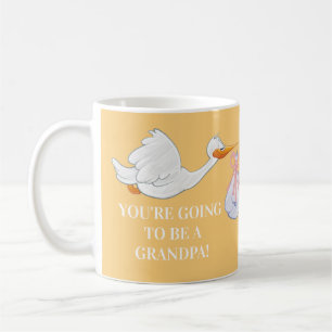 Yellow Opa Pregnancy Announction Stork Baby Kaffeetasse